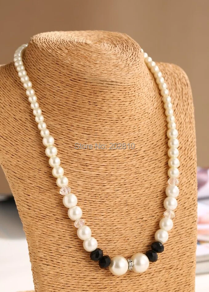 2019 топ-номинальный Тип модный набор шнека жемчужное ожерелье милый черный/белый