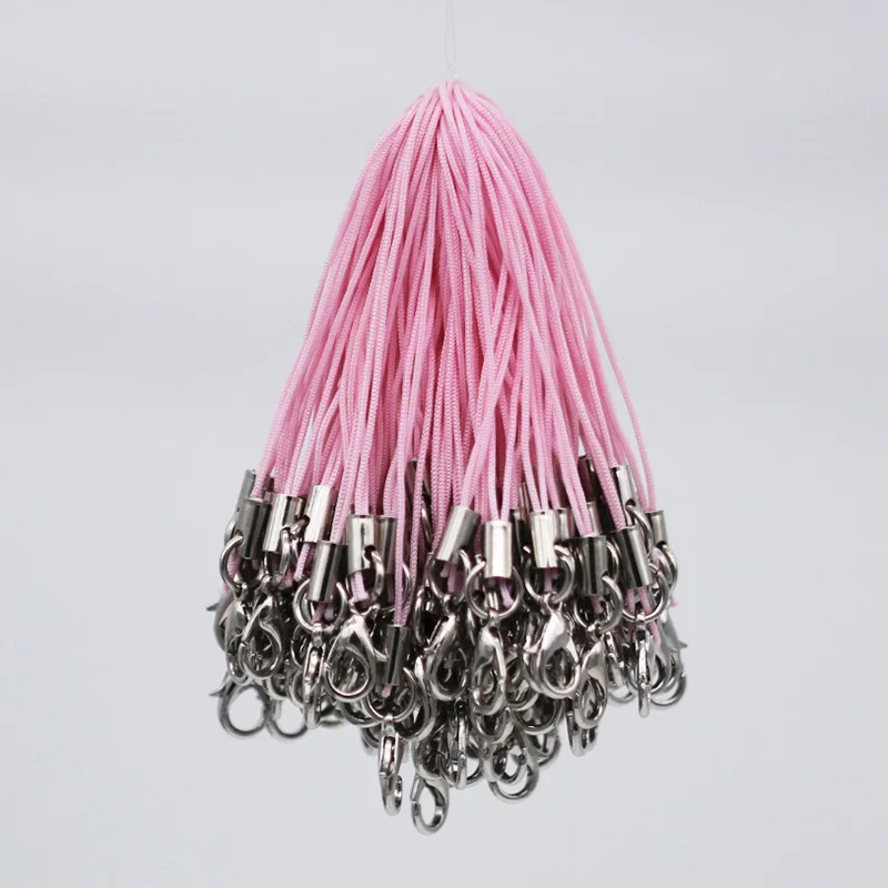 it pink 100 шт 7 см цветные шнурки для сотового телефона, шнурки, ремешок для мобильного телефона, застежка-карабин, нейлоновая цепочка для ключей, сделай сам, ювелирное изделие - Цвет: it pink