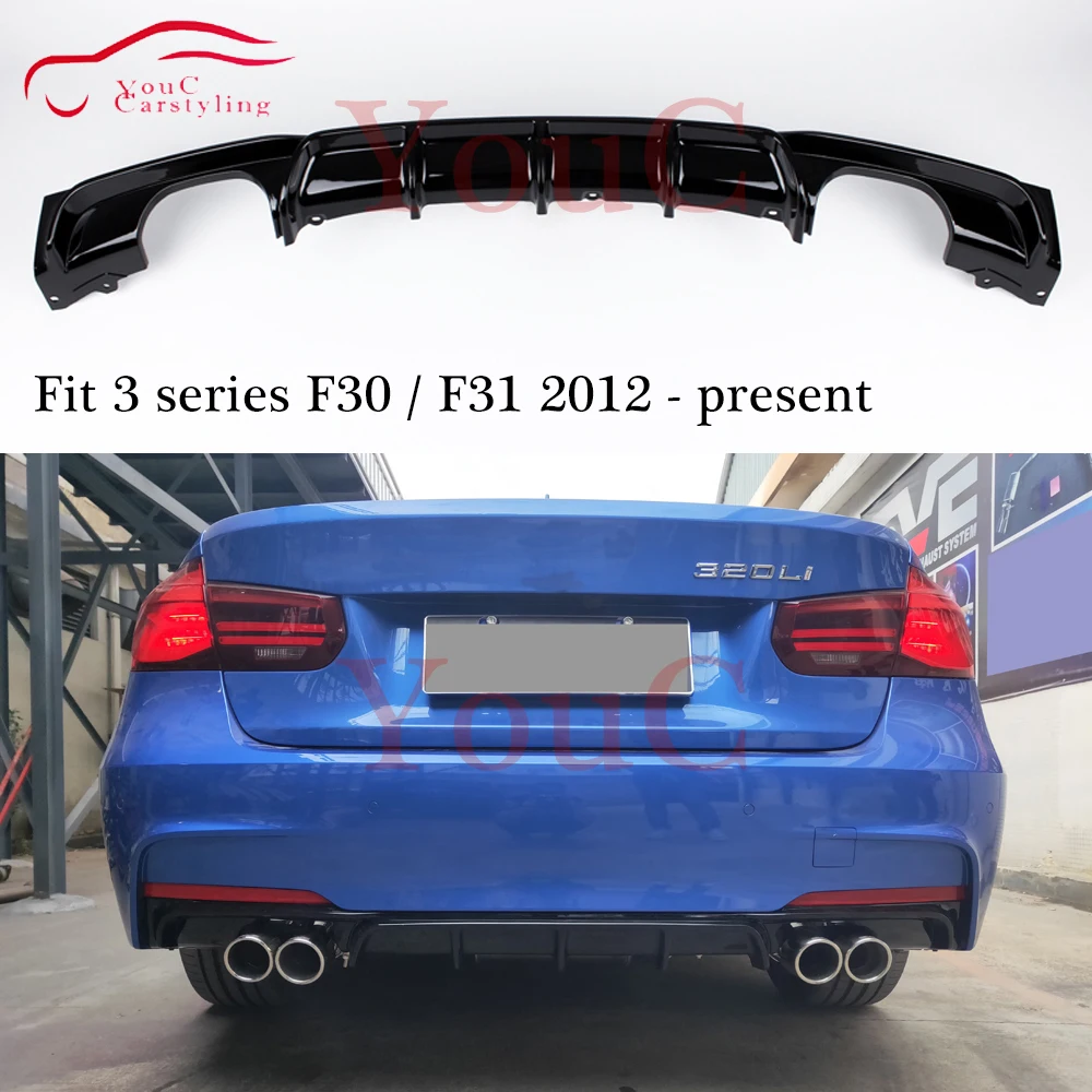 4 выходный задний диффузор ABS пластик черный бампер для BMW F30 Sedan 320i 328i 330i 335i 2012 2019 M