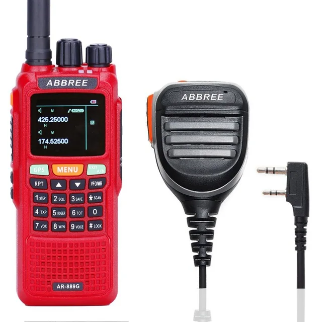 Abbree AR-889G gps poweful портативная рация 10 Вт SOS дуплексный перекрестный ретранслятор двухдиапазонный VHF Ham 10 км CB радио КВ трансивер - Цвет: red add speaker
