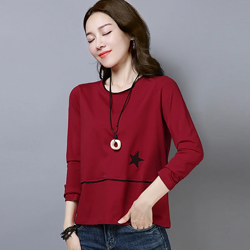 Женская футболка с длинными рукавами Shintimes Poleras De Mujer Moda Повседневная в Корейском