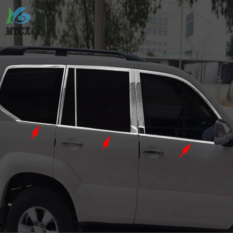 Для toyota Land Cruiser Prado FJ120 FJ 120 2003-2008 2009 нержавеющая сталь Нижняя оконная рама подоконник планки 6 шт