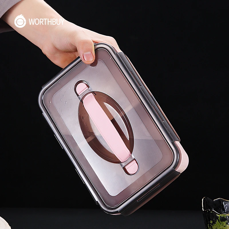 WORTHBUY, японский детский Ланч-бокс, микроволновая печь, Bento box с отделениями, пшеничная солома, Bento Ланч-бокс, герметичный контейнер для еды