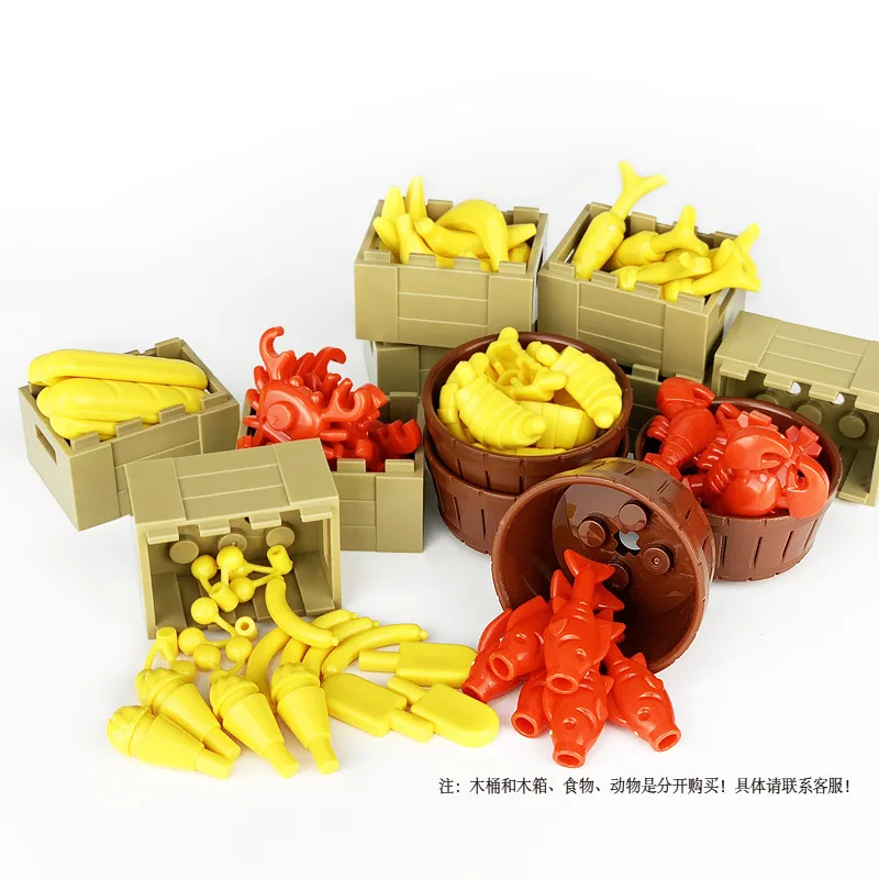 5 шт. аксессуары для создатель города банан фрукты рыба хлеб еда ведро части Моз