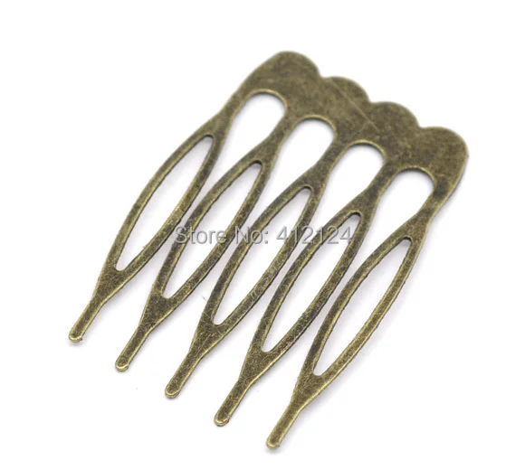 

10Pcs Bronze Tone Barrettes Hair Clips Comb Shape Crafts DIY Charms Findings 39x26mm