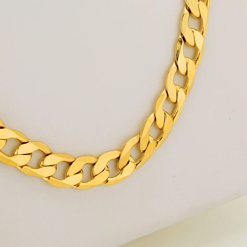 Цепочка Из кубинской цепи для мужчин и женщин длинное ожерелье-чокер золотистого