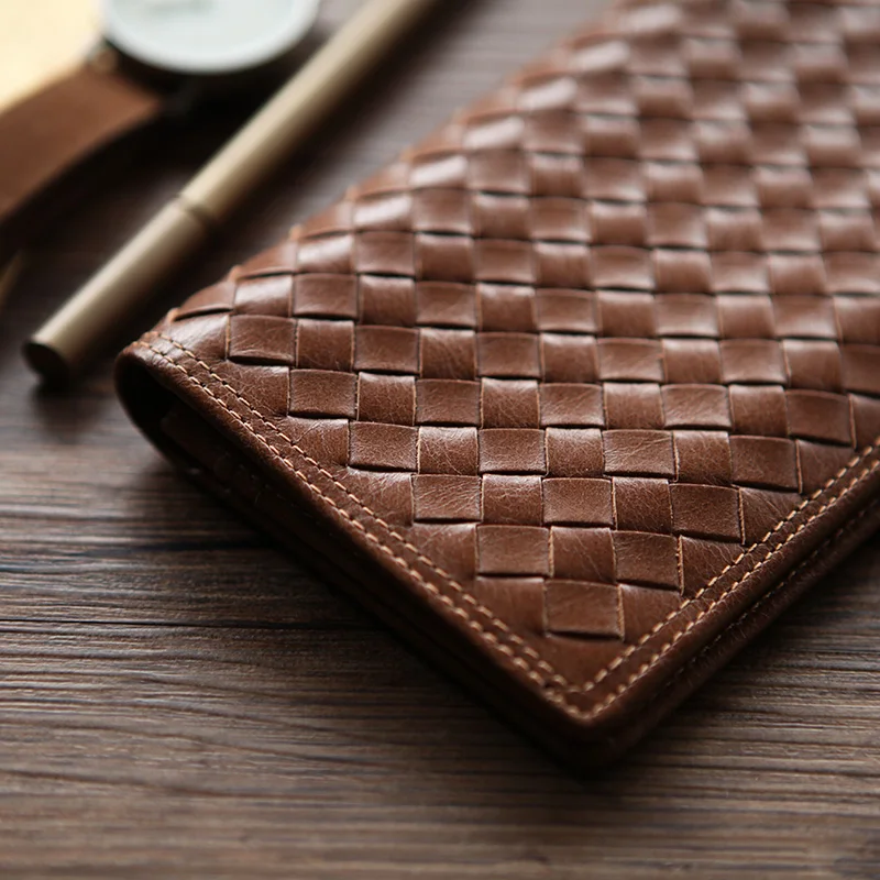 Мужские кошельки LANSPACE тканый кожаный кошелек брендовый Чехол бумажник|wallet card