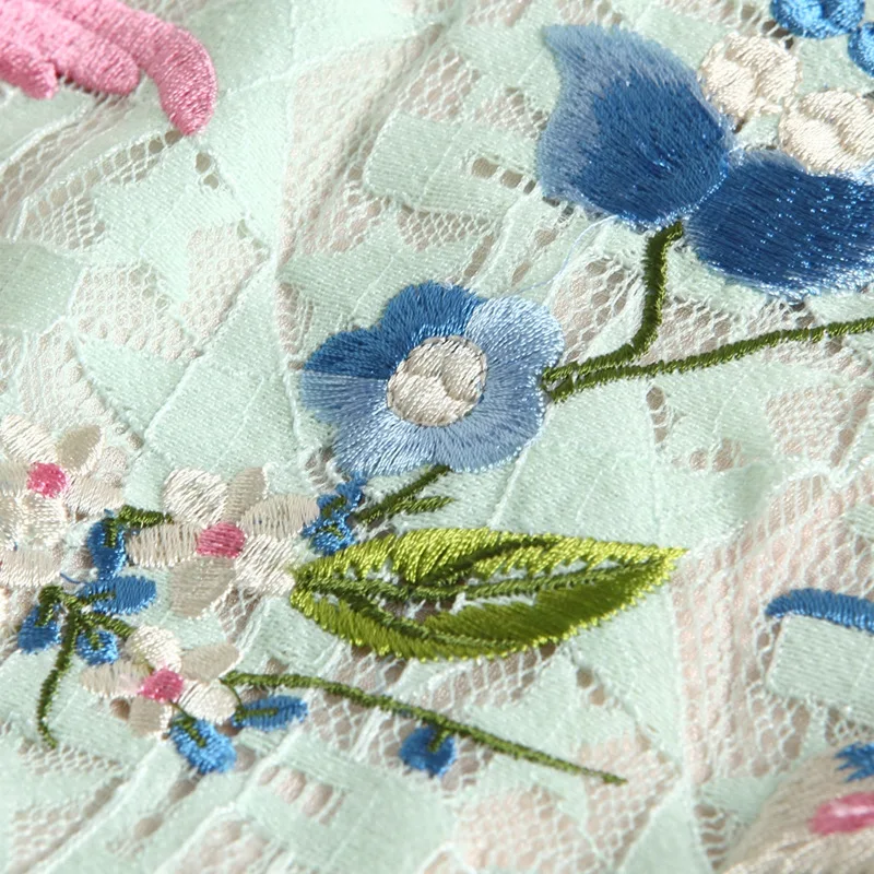 Кружева Платья Весна 2017 Новое Лето Симпатичные Вышивка Цветы Dress Vintage Fashion Женская