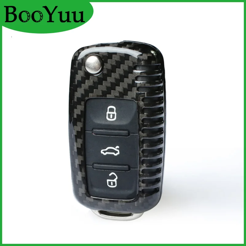 BooYuu 100% Carbon Fiber CAR key Cover shell Case For Volkswagen TIGUAN T.ouareg BORA LAVIDA Sagitar J.etta Gran Lavida | Автомобили и