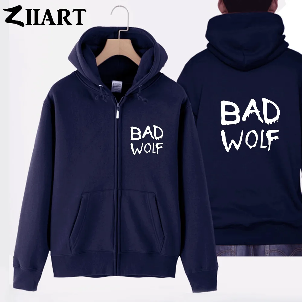 Bad Wolf words letters couple clothes boy man male cotton full zip hooded Coats Jackets | Мужская одежда