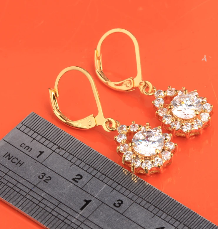 Красота только 3 шт. белый кубический цирконий золото заполнено падение Длинные