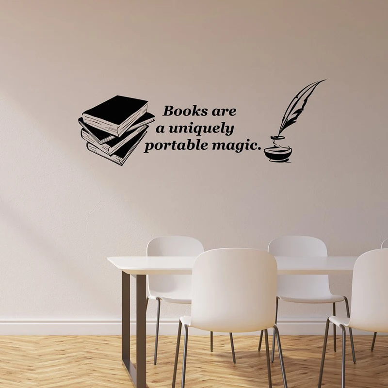 Vinyl Wall Decal Books Quote Feather Library Bookworm Reading Room Stickers Mural Removable Art For Classroom L973 | Дом и сад