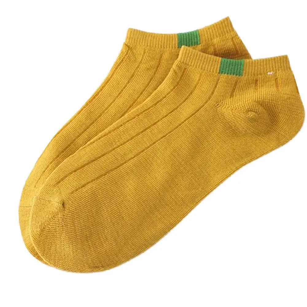 Turmeric Одна пара, женские и мужские дышащие спортивные короткие носки до лодыжки, модные однотонные хлопковые носки, невидимые нескользящие носки-башмачки - Цвет: Turmeric