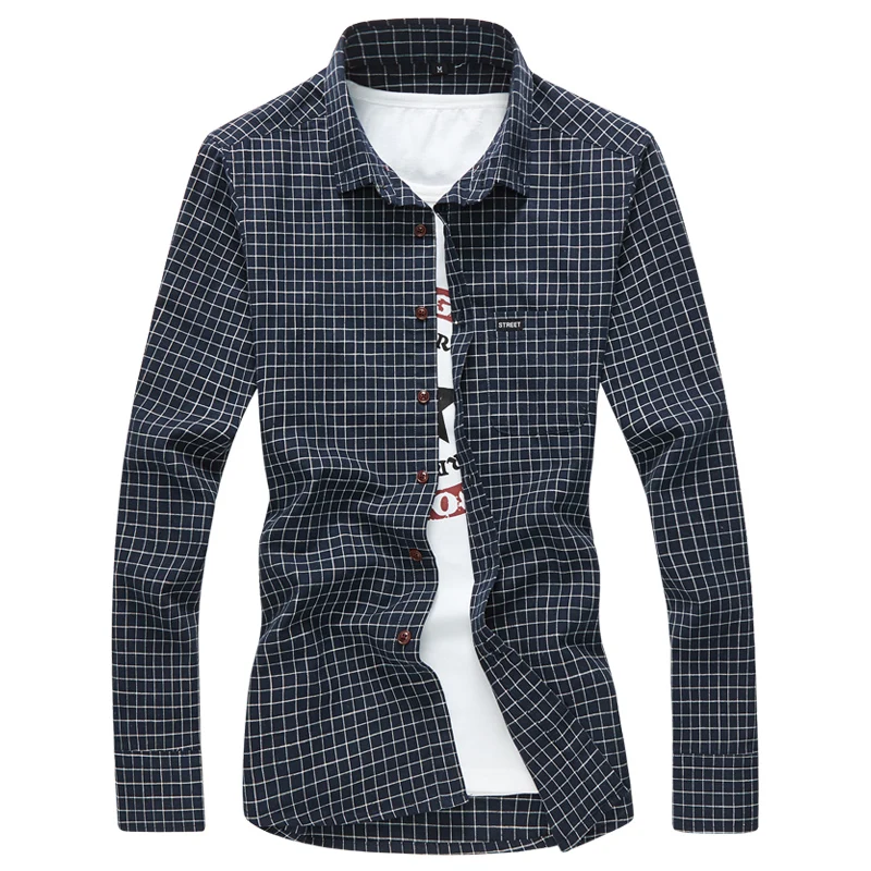 Повседневная рубашка для мужчин три цвета клетчатая шлифовальная длинный рукав