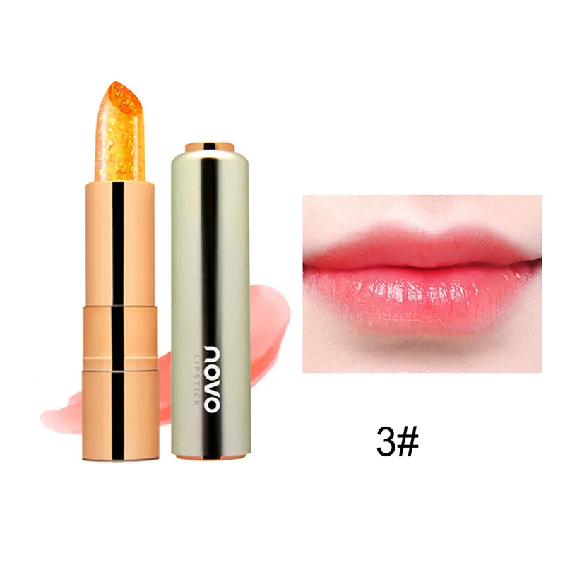 Moisturizer Long-lasting Jelly Gold foil Lipstick Makeup Temperature Changed Colorful Lip Blam Pink Pintalabios Transparent - Цвет: 03