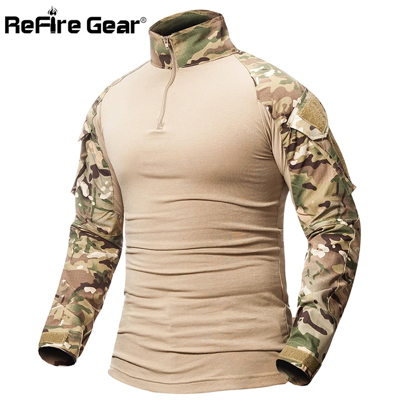 ReFire Gear тактическая камуфляжная Военная футболка для мужчин Мультикам армейская