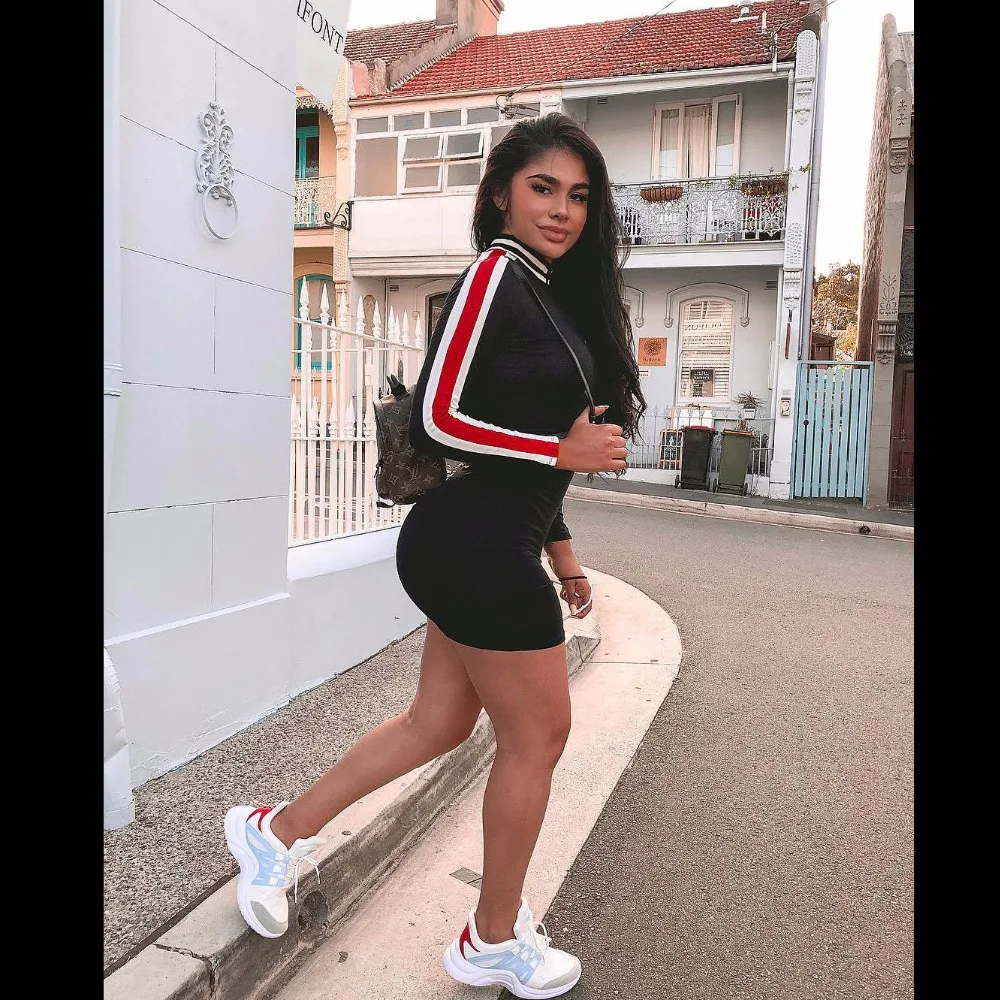 Lonelineccвесеннее модное Повседневное платье в полоску с рукавами | Женская одежда