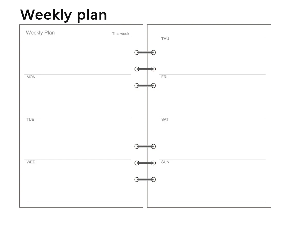 weekly plan A5 A6 Bullet Journal точечный блокнот наполнитель бумажная сетка линия Bland делать Еженедельный ежемесячный планировщик крафт внутренние страницы C15 D10 - Цвет: weekly plan