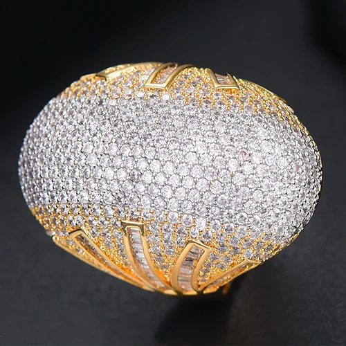 SISCATHY Luxury Flower Shell Geometric Cubic Zirconia Rings Engagement Dubai Naija Bridal Finger Rings Jewelry Addiction - Цвет основного камня: Bicolor
