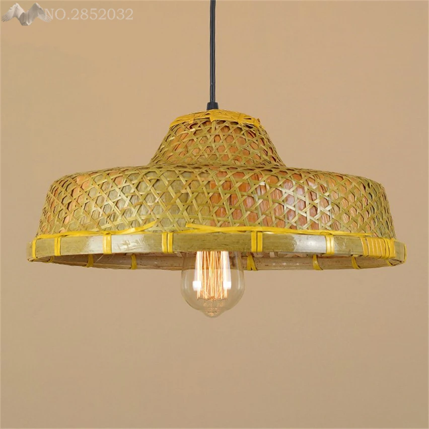 JW Юго-Восточная азиатская соломенная шляпа ручной работы Подвесная лампа для