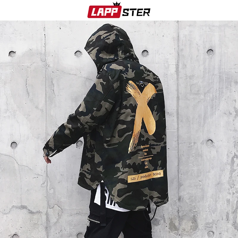 

LAPPSTER Men Streetwear Cross Hooded Jackets Coats 2022 Mens Hip Hop Windbreaker Jacket Punk Camo Fashions Windbreaker Jackets