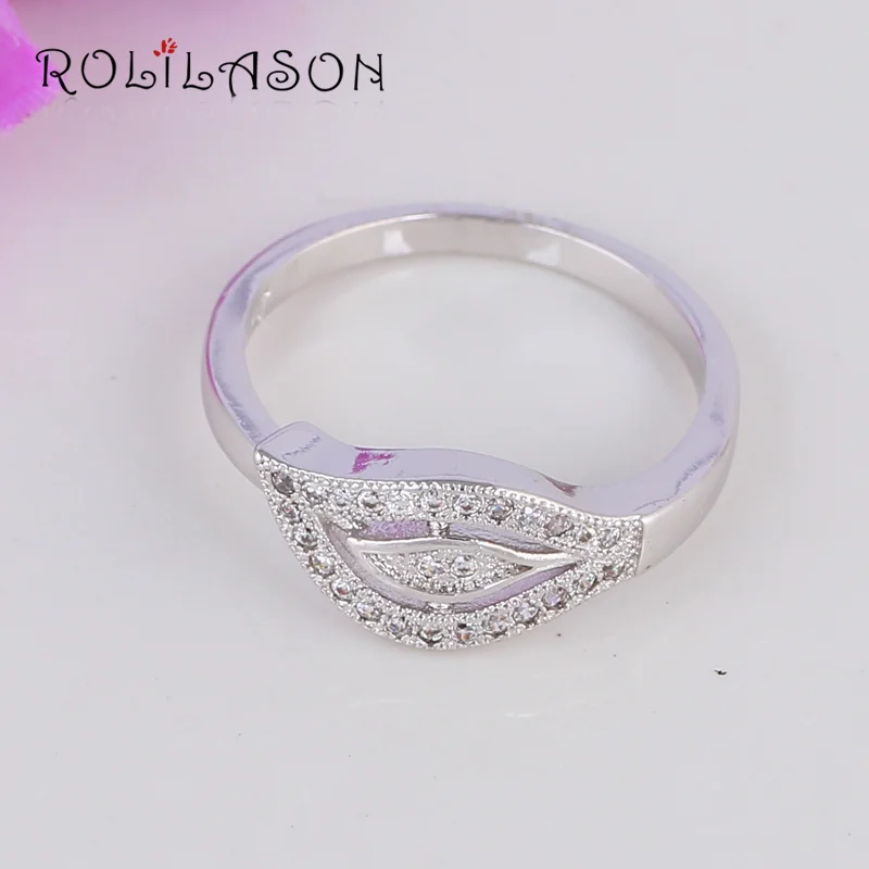 ROLILASON маленький свежий лист форма серебряного цвета белый кристалл Цирконий