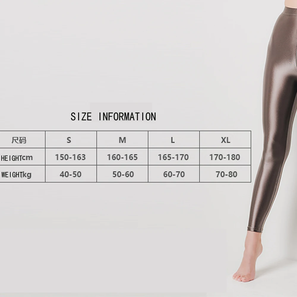 

DROZENO Ladies sport shiny pants Nine-point yoga protective pants Sexy Satin Glossy Body LEOHEX Nylon Glitter Sexy Stockings