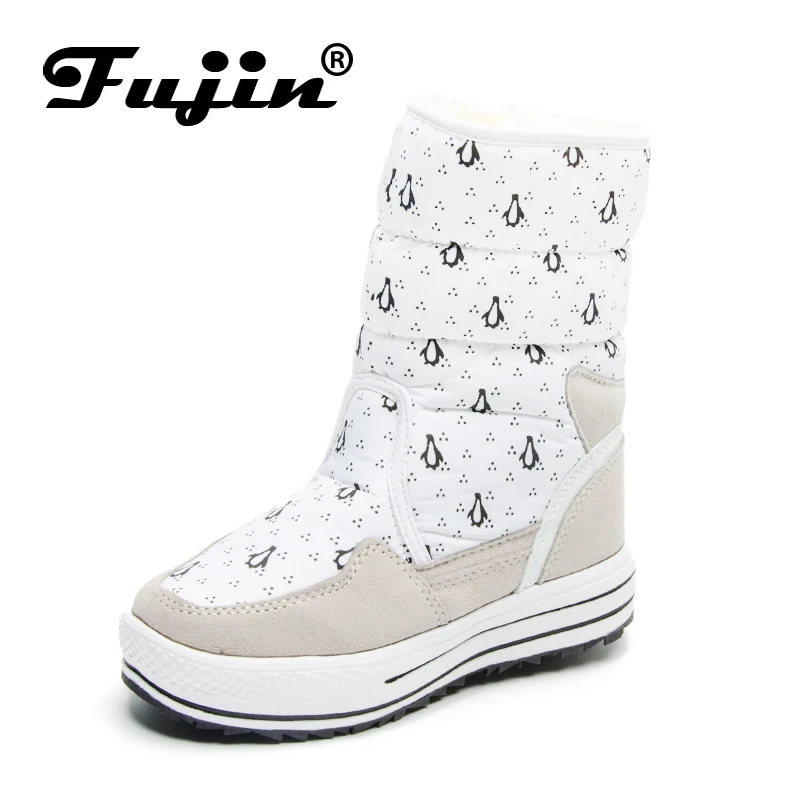 Fujin/Новинка Лидер продаж Сапоги до середины колена Модная теплая зимняя обувь на