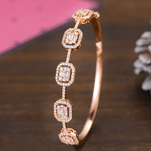 Rose Gold GODKI весенний трендовый роскошный Штабелируемый массивный браслет для женщин свадебный полный кубический циркон Кристалл CZ Дубай серебряные браслеты - Окраска металла: Rose Gold