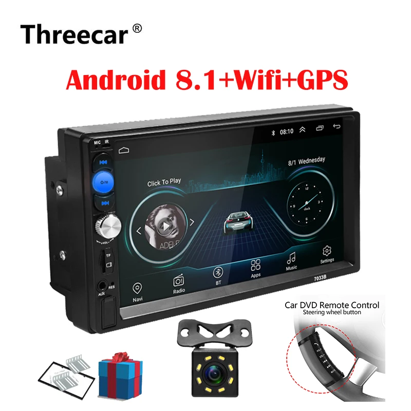 2 Din автомагнитола Android 8,0 универсальный gps навигация Bluetooth Сенсорный экран Wifi автомобильный аудио стерео FM USB автомобильный мультимедийный MP5