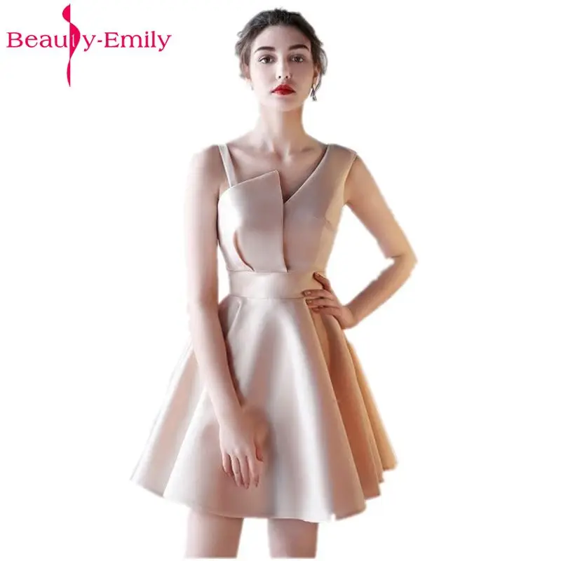 Beauty Emily-Vestido corto de noche para niña, Sexy, para fiesta, graduación, vestidos sin mangas de niña, vestidos formales de noche para ocasión, 2021