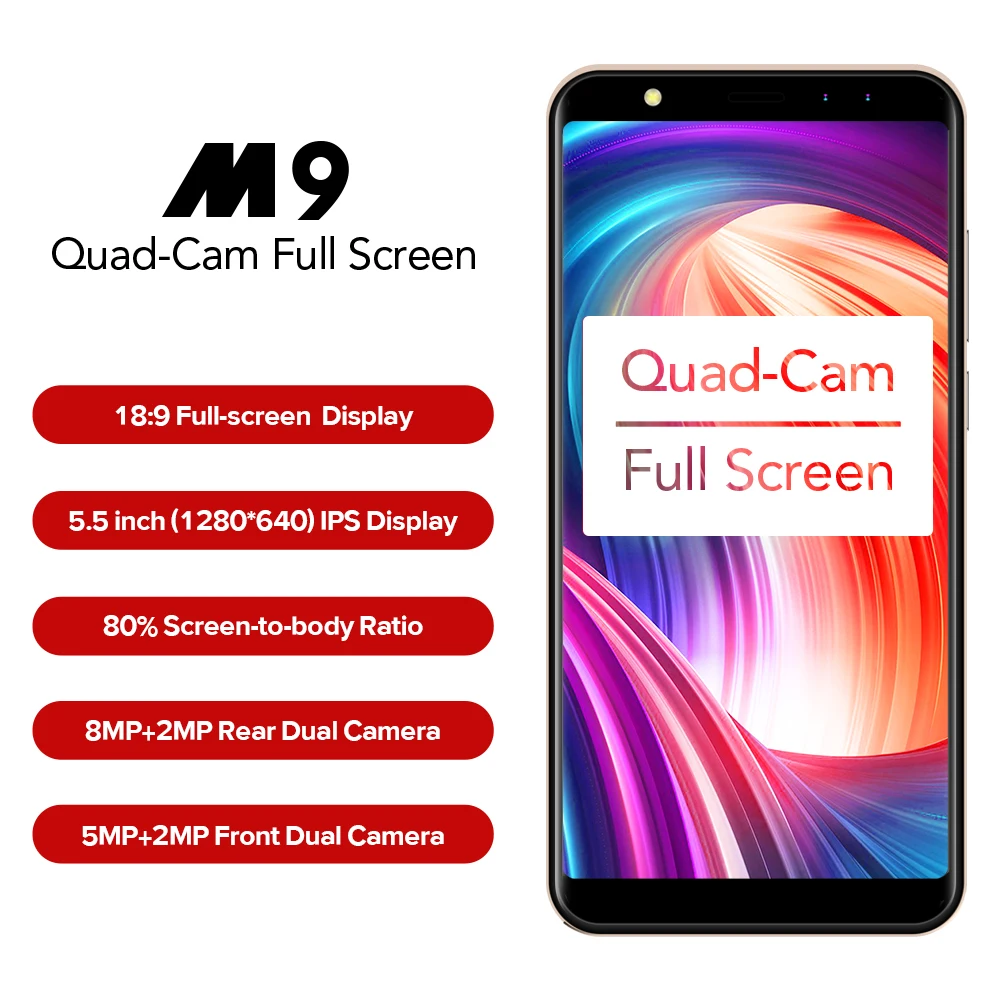 LEAGOO M9 смартфон 5 &quot18:9 полный Экран четыре камеры 2 ГБ + 16 Android 7 0 MT6580A 4 ядра 2850 мАч