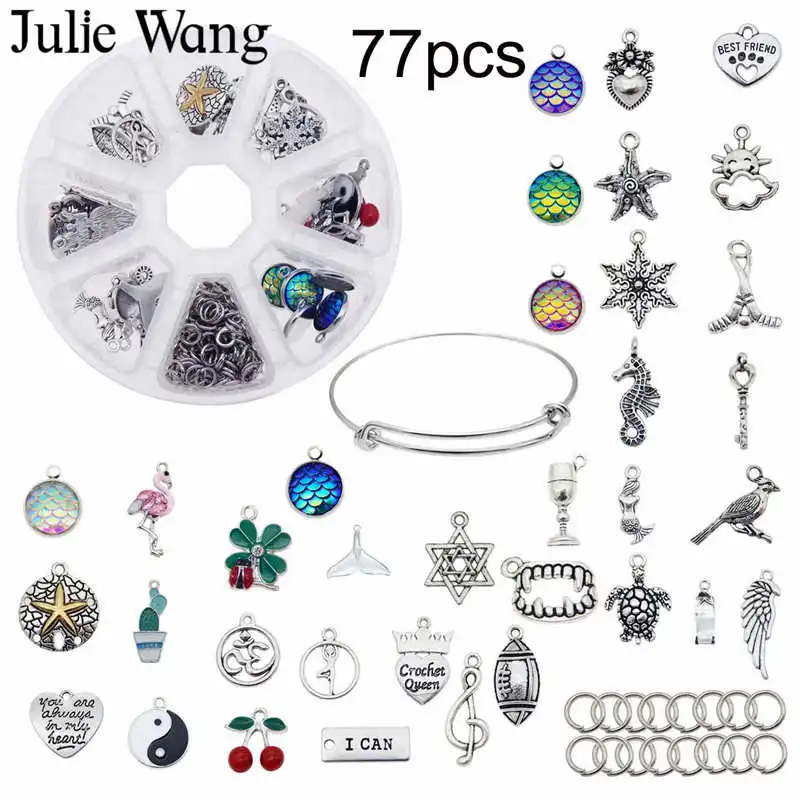 Julie Wang 77 шт./кор. многостильные подвески из сплава кольца аксессуар ручной работы