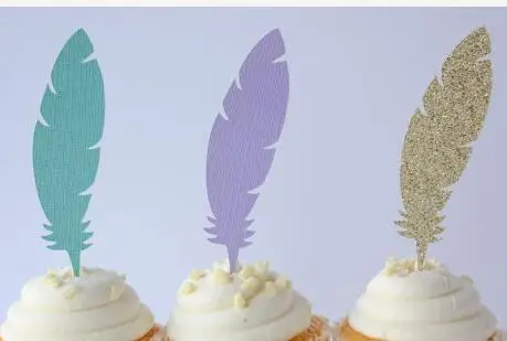 Блестящее Перо Бохо тема кекс топперы Принцесса День рождения Свадьба