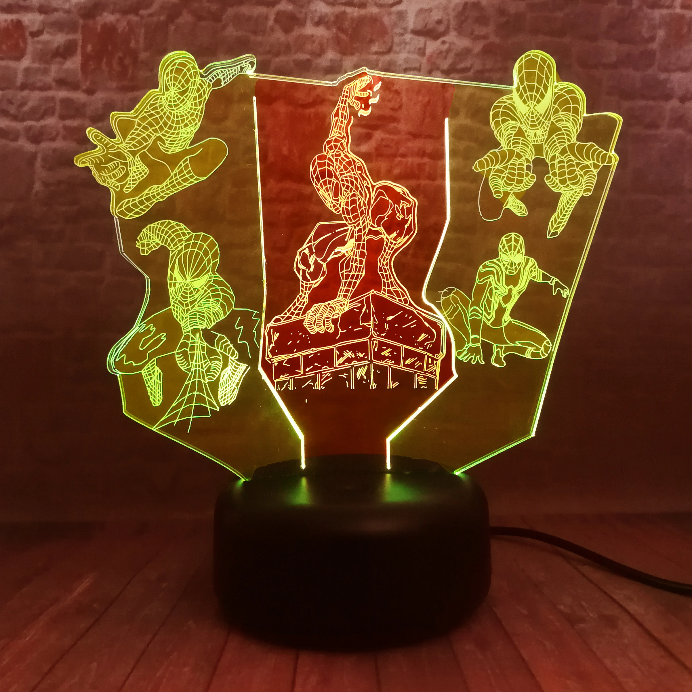 Мстители легенды Фигурки Человека паука модель 3D иллюзия ночник LED 7 смешанных