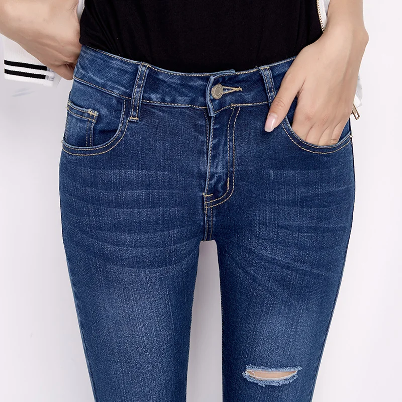 Весенние джинсы LEIJIJEANS размера плюс, три дырки, отбеленные, на молнии, длина по щиколотку, джинсовые обтягивающие джинсы-карандаш, Стрейчевые джинсы для женщин