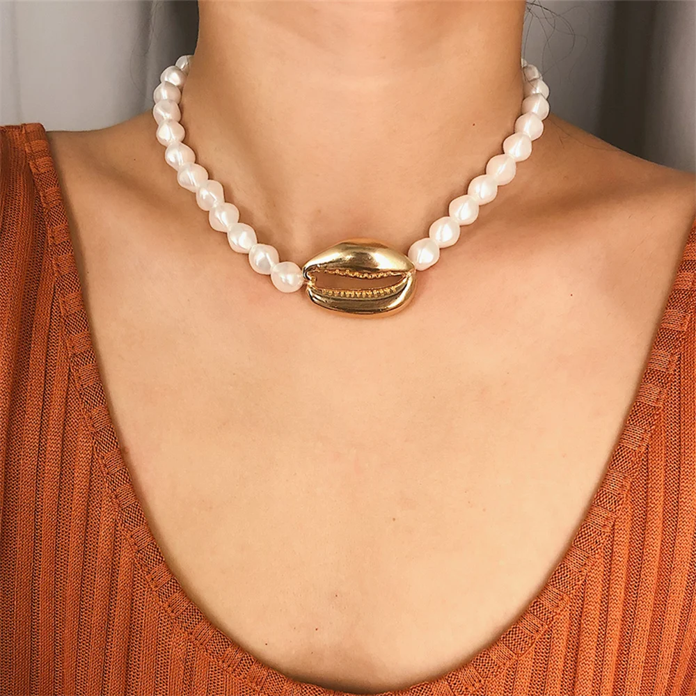 Женское богемное колье из искусственного жемчуга элегантное ожерелье сплава с