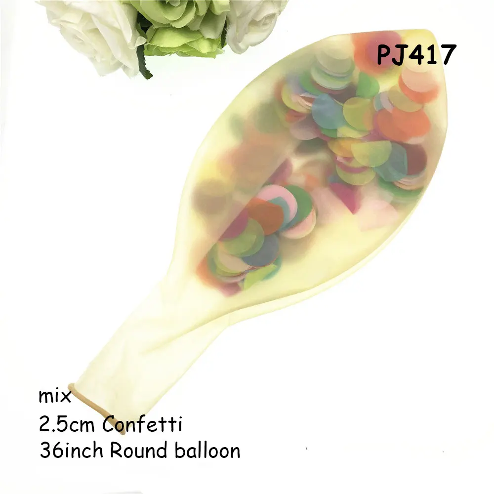 PJ417 balloon Украшения для девочек на день рождения, 36 дюймов, воздушный шар "Конфетти", тюль, круглые Гигантские Воздушные шары на год, вечерние украшения на день рождения - Цвет: PJ417 balloon