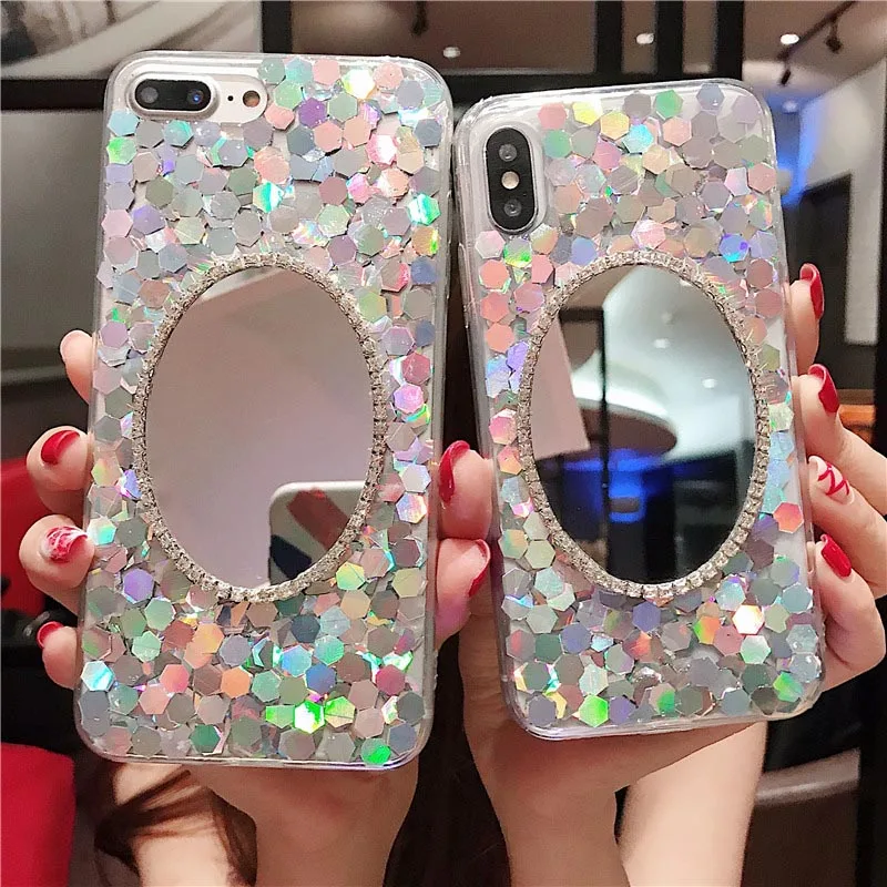 Для huawei P8 P9 P10 плюс P20 Lite P30 pro selfie P Smart роскошный Симпатичные Блеск зеркало со