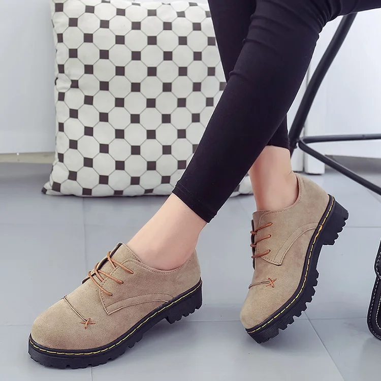Осень 2017 обувь на платформе в британском стиле повседневная кожаная ретро с