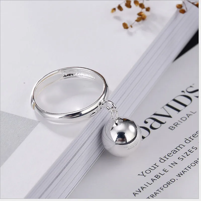 Uglyless Real 925 Sterling Silver Glossy Finger Rings for Women Lovely Ball Charms Open Ring Simple Fashion Fine Jewelry Bijoux | Украшения