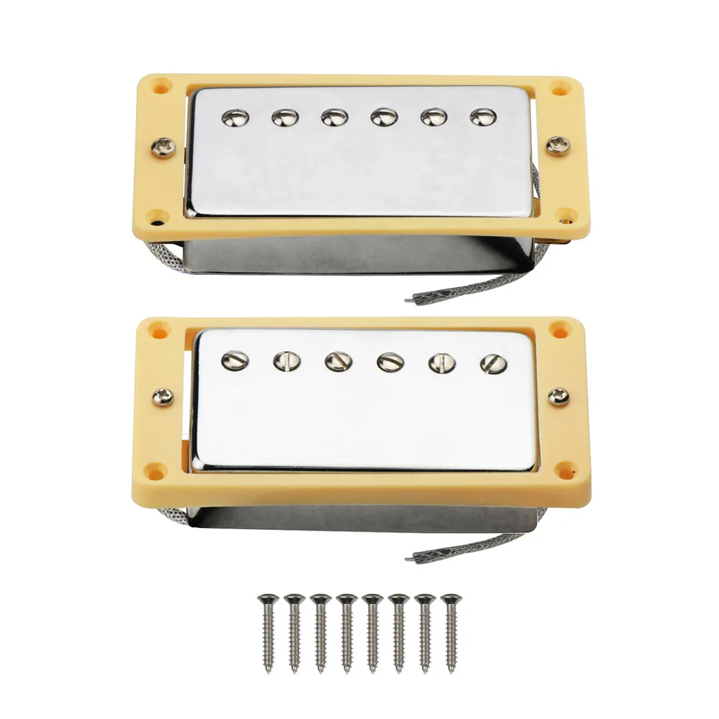 FLEOR 2pcs Alnico 5 LP гитарный звукосниматель хамбакер Set Chrome Neck & Bridge Pickup с кремовой