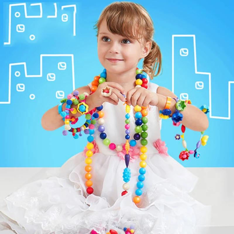 Поп Арти бусины Snap вместе для детей набор ювелирных изделий сделай сам ожерелье и