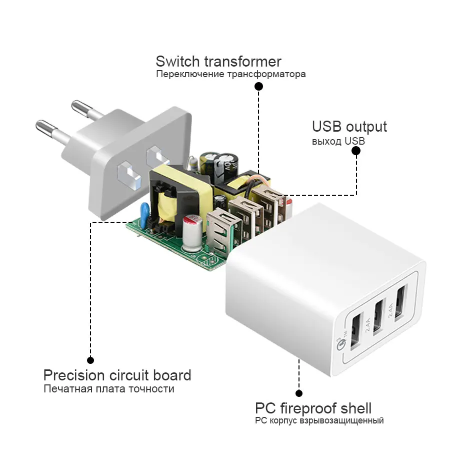 Multi USB Quick Charge 3 0 траве Зарядное устройство сетевой адаптер QC Быстрая зарядка для
