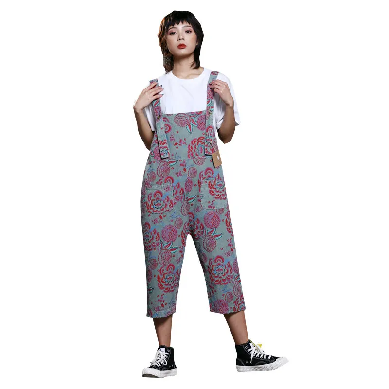 Джинсы женские в литературном стиле повседневный нагрудник из хлопка и льна