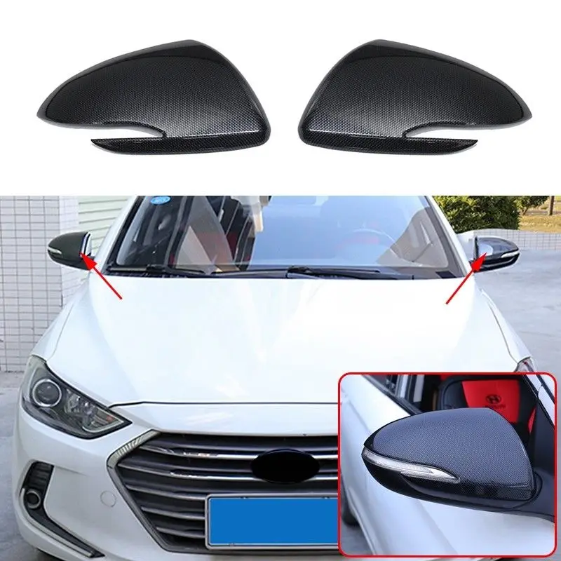 PCMOS 2 шт углеродное волокно ABS зеркала заднего вида Накладка для hyundai Elantra- внешние части зеркала крышки 2 шт