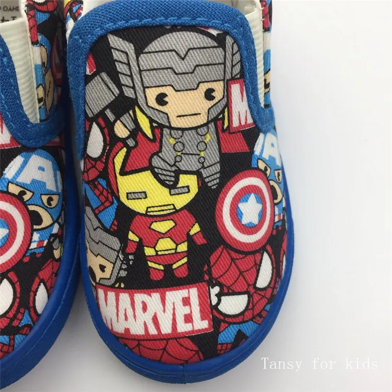 Парусиновые туфли для Мальчиков Marvel, Человек-паук, Капитан Америка, Железный человек, детская мягкая повседневная обувь на плоской подошве