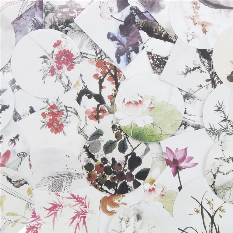 40 штук упак. японский стиль мини наклейки пейзаж живопись бумажная наклейка