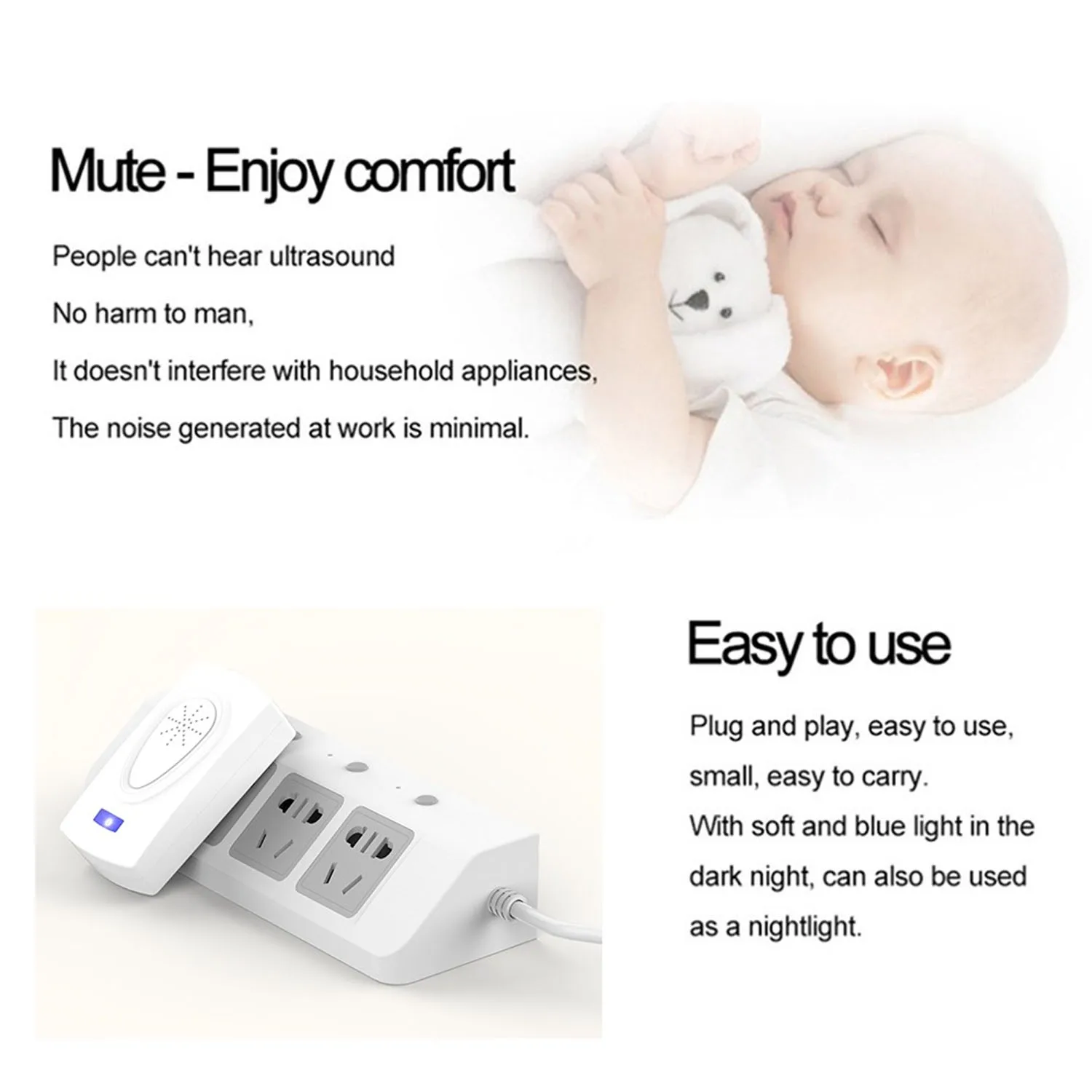 Behogar 2 шт. ультразвуковой вредителей насекомых крыс Пауки Отпугиватель москитов