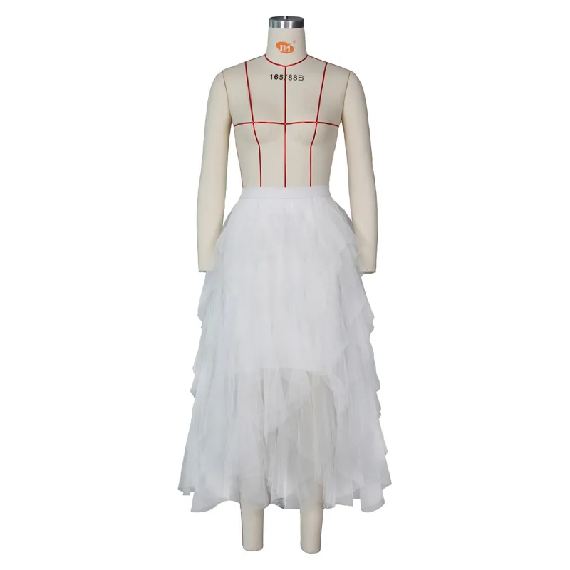 Женская длинная сетчатая юбка пачка с каскадными оборками высокой